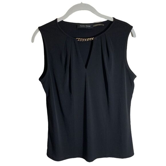Ivanka Trump Classic Black Sleeveless Top w/ Chain Neck Design - Small - Picture 1 of 9